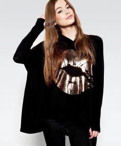 Lauren Moshi Long Sleeve Wilma Rose Gold Foil Lip