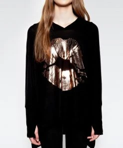 Lauren Moshi Long Sleeve Wilma Rose Gold Foil Lip