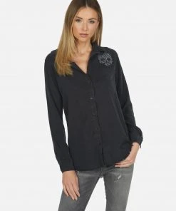 Lauren Moshi Sloane Nailhead Skull Long Sleeve
