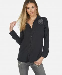 Lauren Moshi Sloane Nailhead Skull Long Sleeve
