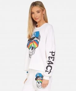 Lauren Moshi Lee Rainbow Peace Skull NEW