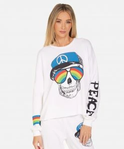 Lauren Moshi Lee Rainbow Peace Skull NEW