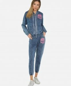 Lauren Moshi Long Sleeve Brecklyn Pink Stud Skull