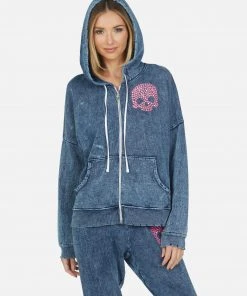 Lauren Moshi Long Sleeve Brecklyn Pink Stud Skull