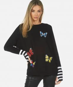 Lauren Moshi Sweaters Paloma Butterfly Patches