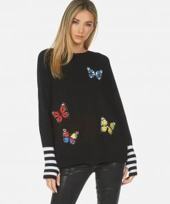 Lauren Moshi Sweaters Paloma Butterfly Patches