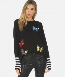 Lauren Moshi Sweaters Paloma Butterfly Patches