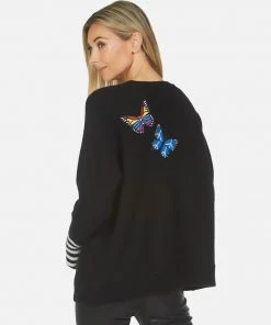 Lauren Moshi Sweaters Paloma Butterfly Patches