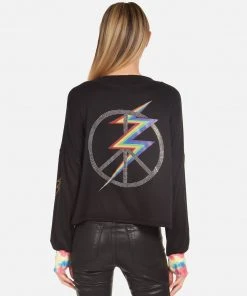 Lauren Moshi Long Sleeve Coraline Crystal Lightning Peace