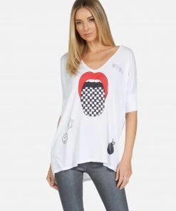 Lauren Moshi Eva Checker Tongue Short Sleeve