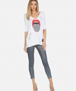 Lauren Moshi Eva Checker Tongue Short Sleeve