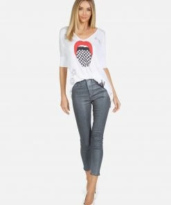 Lauren Moshi Eva Checker Tongue Short Sleeve