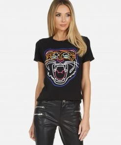 Lauren Moshi Edda Neon Line Tiger Short Sleeve