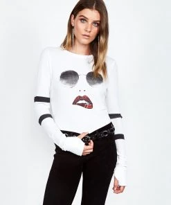 Lauren Moshi Mckinley Pierced Biting Lip Face Long Sleeve