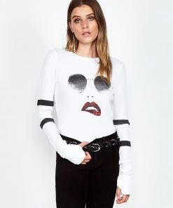 Lauren Moshi Mckinley Pierced Biting Lip Face Long Sleeve
