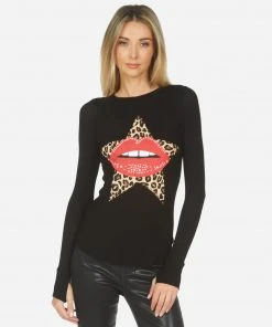 Lauren Moshi Mckinley Leopard Star Lip Long Sleeve