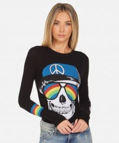 Lauren Moshi NEW Mckinley Rainbow Peace Skull