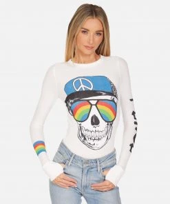 Lauren Moshi NEW Mckinley Rainbow Peace Skull