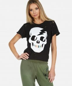 Lauren Moshi Short Sleeve Bess Lightning Skull