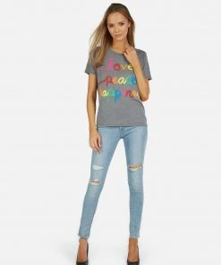 Lauren Moshi Short Sleeve Capri Love Peace Happiness