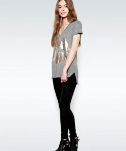 Lauren Moshi Short Sleeve Emmalyn Rose Gold Foil Lip