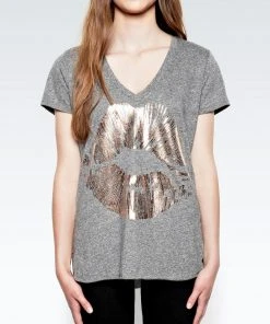 Lauren Moshi Short Sleeve Emmalyn Rose Gold Foil Lip