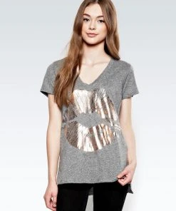 Lauren Moshi Short Sleeve Emmalyn Rose Gold Foil Lip
