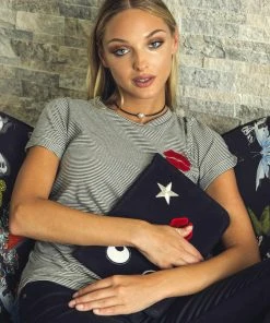 Lauren Moshi Limp Red Mouth Patch Short Sleeve