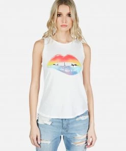 Lauren Moshi Peyton Rainbow Biting Lip Tanks