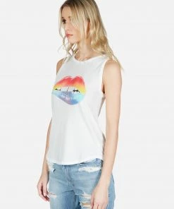 Lauren Moshi Peyton Rainbow Biting Lip Tanks