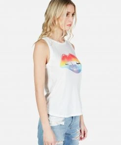 Lauren Moshi Peyton Rainbow Biting Lip Tanks