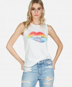 Lauren Moshi Peyton Rainbow Biting Lip Tanks