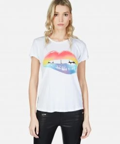 Lauren Moshi Short Sleeve Moxie Rainbow Biting Lip
