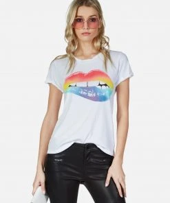 Lauren Moshi Short Sleeve Moxie Rainbow Biting Lip