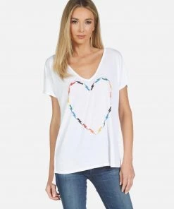 Lauren Moshi Celine Rainbow Electric Heart Short Sleeve