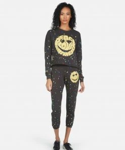 Lauren Moshi Alana Text Happy Face Bottoms