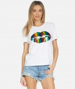 Lauren Moshi Short Sleeve Croft Rainbow Foil Lightning Lip