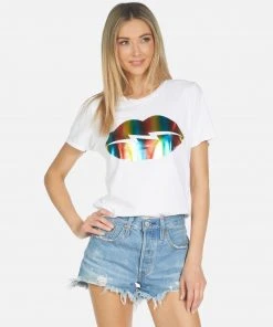 Lauren Moshi Short Sleeve Croft Rainbow Foil Lightning Lip