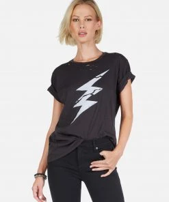Lauren Moshi Wolf Cracked Lightning Bolt Short Sleeve