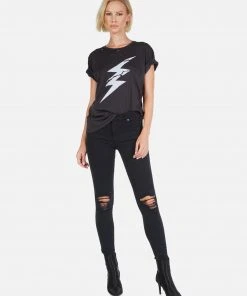 Lauren Moshi Wolf Cracked Lightning Bolt Short Sleeve
