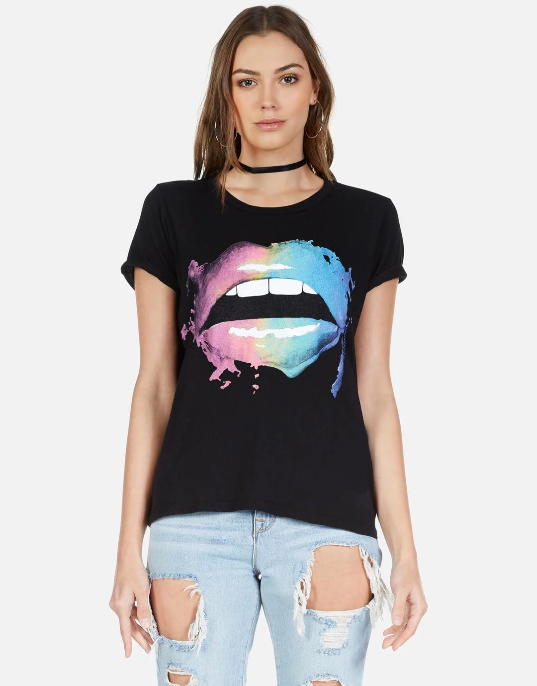 Lauren Moshi X Short Sleeve Edda Rainbow Smudge Lip 3 Lauren Moshi X Short Sleeve Edda Rainbow Smudge Lip