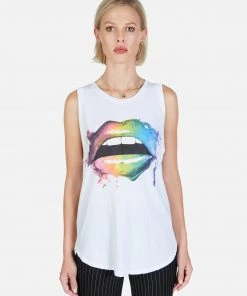 Lauren Moshi Tanks Peyton Rainbow Smudge Lip
