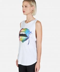 Lauren Moshi Tanks Peyton Rainbow Smudge Lip