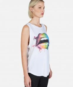 Lauren Moshi Tanks Peyton Rainbow Smudge Lip