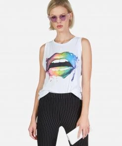 Lauren Moshi Tanks Peyton Rainbow Smudge Lip