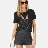 Lauren Moshi Short Sleeve Wolf Crystal Lipstick Peace
