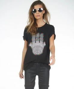 Lauren Moshi Short Sleeve Wolf Hamsa Elements