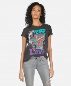 Lauren Moshi Wolf Peace Love Camel Short Sleeve