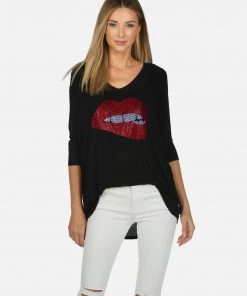 Lauren Moshi X Tops Eva X Crystal Biting Lip