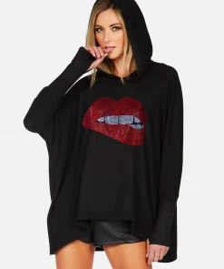 Lauren Moshi X Long Sleeve Wilma X Crystal Biting Lip